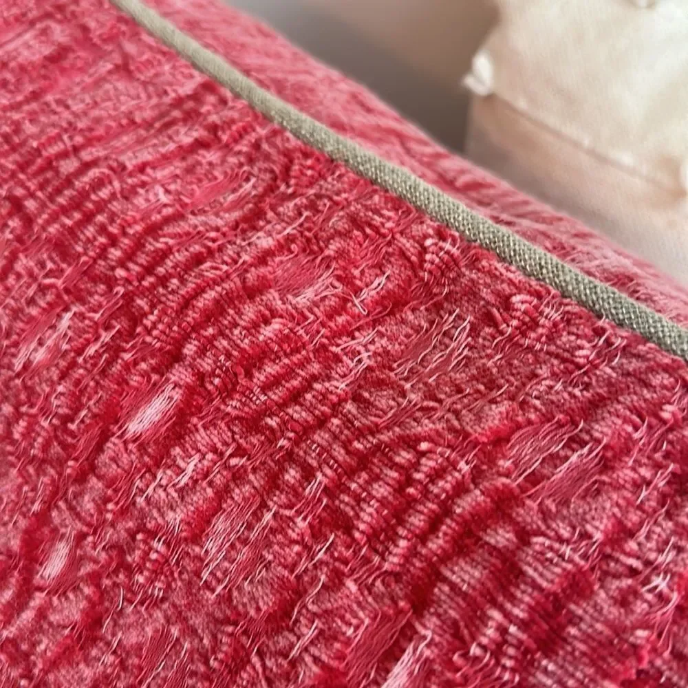Villa Hot Pink Textured Accent Pillow Decor 22”x22”